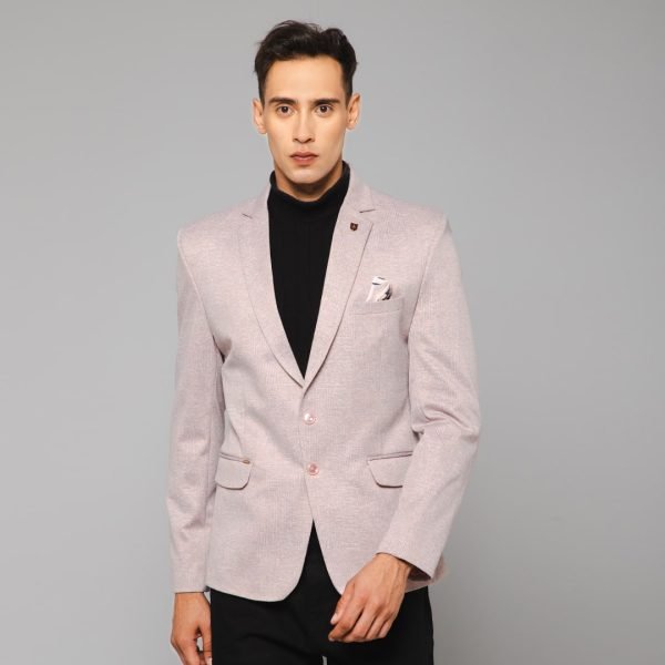 Men Summer Cream Knitted Formal Check Casual Blazer