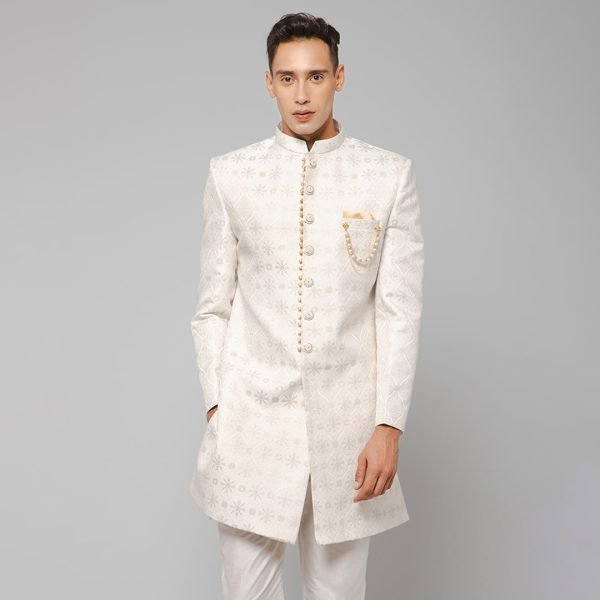 Royal Ivory Brocade Ethnic Indo-Western Indian Wedding for Men Fashion
