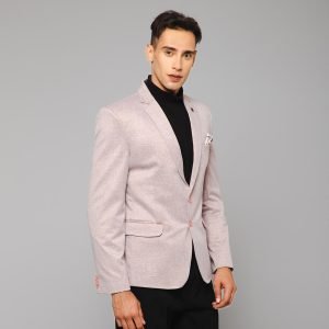 Men Summer Cream Knitted Formal Check Casual Blazer - Image 2