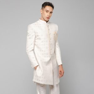 Royal Ivory Brocade Ethnic Indo-Western Indian Wedding for Men Fashion - Image 2