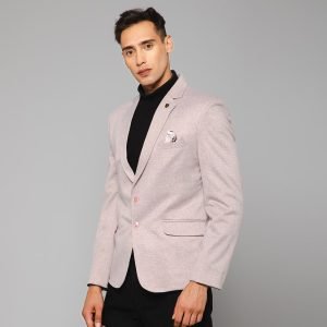 Men Summer Cream Knitted Formal Check Casual Blazer - Image 3