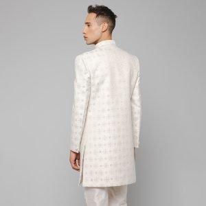 Royal Ivory Brocade Ethnic Indo-Western Indian Wedding for Men Fashion - Image 3
