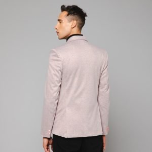Men Summer Cream Knitted Formal Check Casual Blazer - Image 4