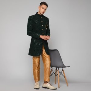 Designer Velvet Ethnic Indo-Western Indian Royal Wedding for Men - Image 4