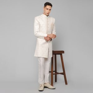 Royal Ivory Brocade Ethnic Indo-Western Indian Wedding for Men Fashion - Image 5
