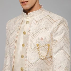 Royal Embroidery Brocade Ethnic Indo-Western Indian Wedding for Men - Image 5