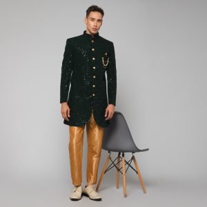 Designer Velvet Ethnic Indo-Western Indian Royal Wedding for Men - Image 5