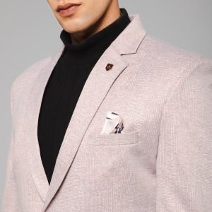 Men Summer Cream Knitted Formal Check Casual Blazer - Image 6