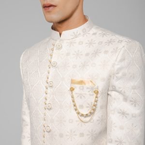 Royal Ivory Brocade Ethnic Indo-Western Indian Wedding for Men Fashion - Image 6