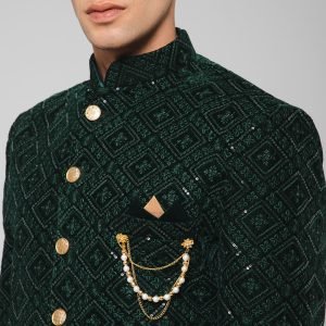 Designer Velvet Ethnic Indo-Western Indian Royal Wedding for Men - Image 6