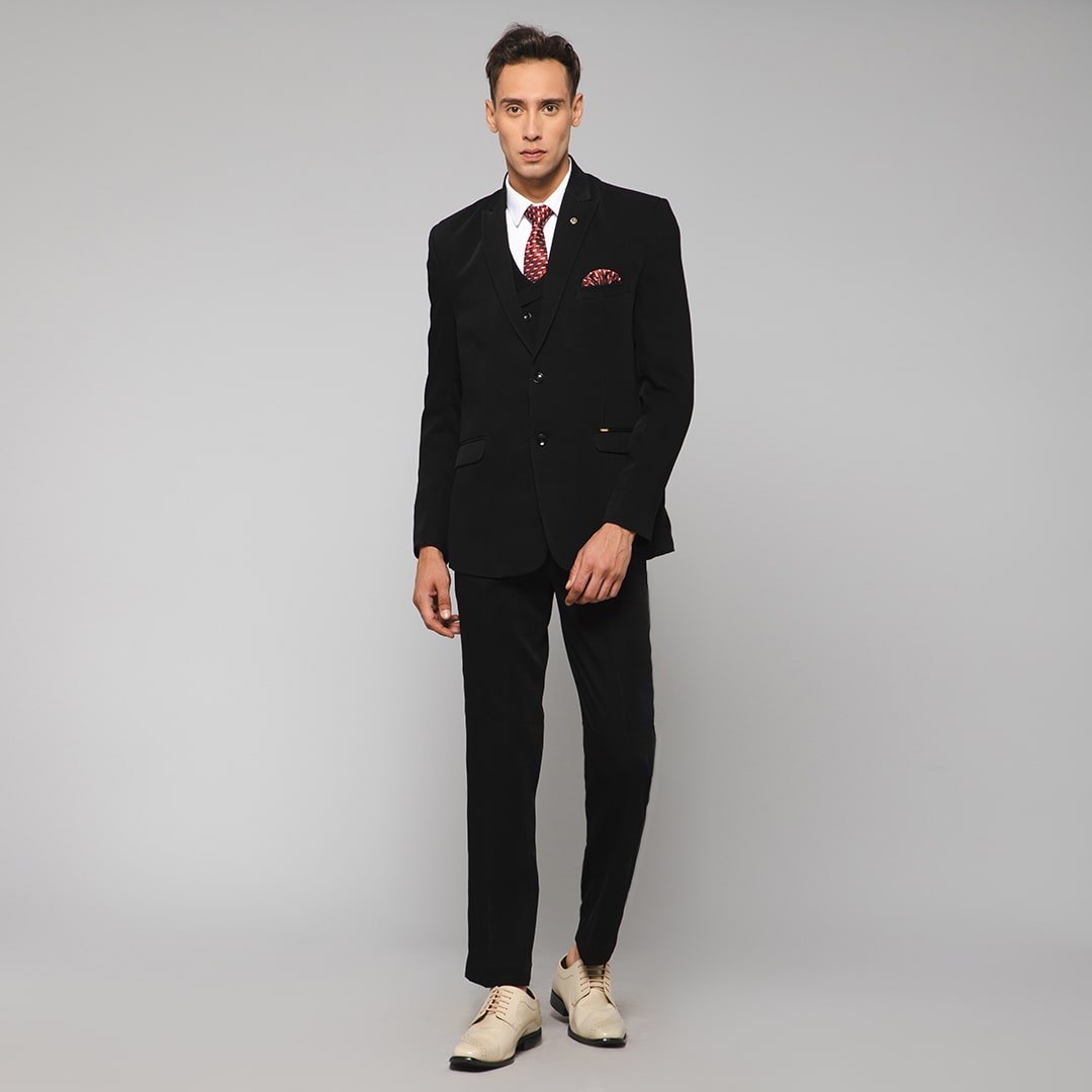Black 3-piece big embroidered elegant formal fashion Men suits –  paanericlothing